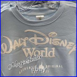 Walt Disney World Parks Logo Authentic Castle Blue Pullover Size XL New