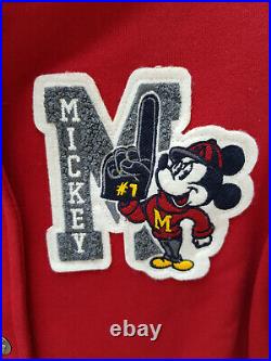 Walt Disney World Parks Mickey Mouse Baseball Sport Jacket Red White Small