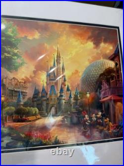 Walt Disney World Parks Thomas Kinkade Four Parks One World Print 14x18 Art