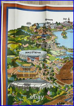 Walt Disney World Productions Epcot Center World Showcase Poster Map VTG 30 x 44