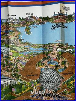 Walt Disney World Productions Epcot Center World Showcase Poster Map VTG 30 x 44