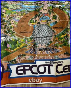 Walt Disney World Productions Epcot Center World Showcase Poster Map VTG 30 x 44