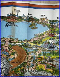 Walt Disney World Productions Epcot Center World Showcase Poster Map VTG 30 x 44
