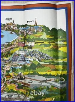 Walt Disney World Productions Epcot Center World Showcase Poster Map VTG 30 x 44