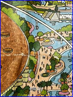 Walt Disney World Productions Epcot Center World Showcase Poster Map VTG 30 x 44