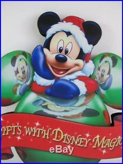 Walt Disney World Prop Display Park Sign Santa Mickey 2 Sided 3D Magic Christmas