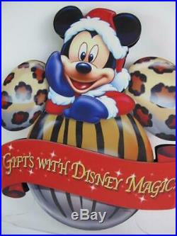 Walt Disney World Prop Display Park Sign Santa Mickey 2 Sided Ornament Christmas