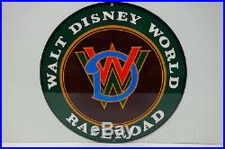 Walt Disney World RAILROAD ROUND Metal Sign-Disney Classic-VERY COLORFUL