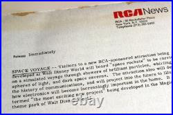 Walt Disney World RCA 1972 WDW Vintage SPACE VOYAGE Glossy Photo + Press Release