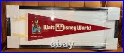 Walt Disney World Red Felt Pennant Flag 30 Framed New