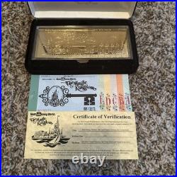 Walt Disney World Replica 24k Gold Played Opening Day Ticket