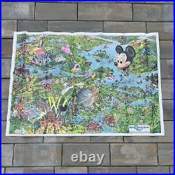 Walt Disney World Resort Poster Map Circa 90s Magic Kingdom EPCOT MGM Studios