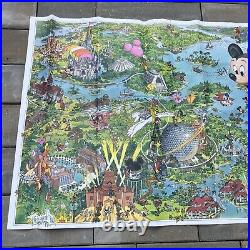 Walt Disney World Resort Poster Map Circa 90s Magic Kingdom EPCOT MGM Studios