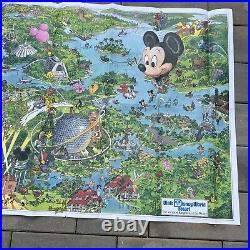 Walt Disney World Resort Poster Map Circa 90s Magic Kingdom EPCOT MGM Studios