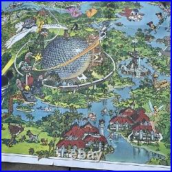 Walt Disney World Resort Poster Map Circa 90s Magic Kingdom EPCOT MGM Studios