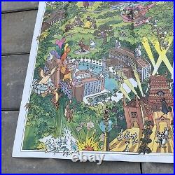 Walt Disney World Resort Poster Map Circa 90s Magic Kingdom EPCOT MGM Studios