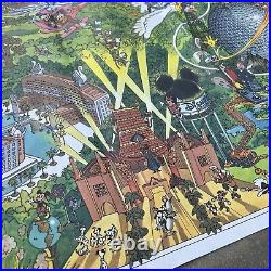Walt Disney World Resort Poster Map Circa 90s Magic Kingdom EPCOT MGM Studios