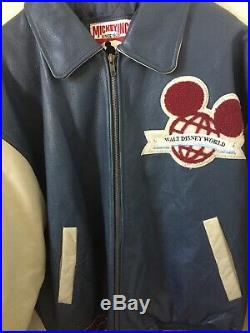 Walt Disney World Reunion 25th Anniversary Genuine Bomber Leather Jacket Vtg EUC