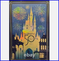 Walt Disney World Silk Screened Serigraph Print 27x18 50th Anniversary Poster