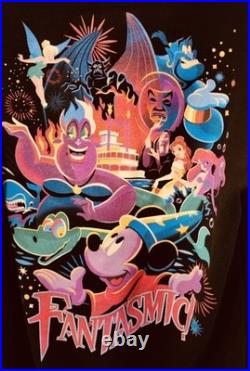 Walt Disney World Sorcerer Mickey Fantasmic Glow In The Dark Zip Hoodie Medium
