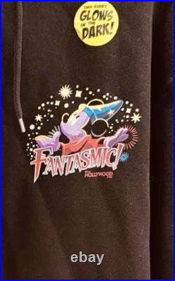 Walt Disney World Sorcerer Mickey Fantasmic Glow In The Dark Zip Hoodie Medium