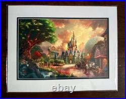 Walt Disney World Thomas Kinkade Four Parks One World Print Art 14x18NEW