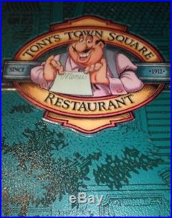 Walt Disney World Tony's Town Square Restaurant Dinner fabric leather Menu BG