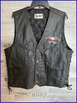 Walt Disney World Vintage Pirate Crew Magic Kingdom Leather Moto Vest Size Large