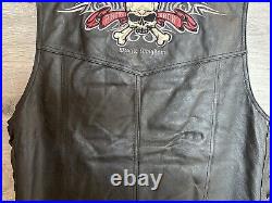 Walt Disney World Vintage Pirate Crew Magic Kingdom Leather Moto Vest Size Large