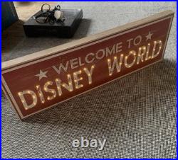 Welcome To Disney World Wooden Light Up Sign 25cm x 70cm x 5cm